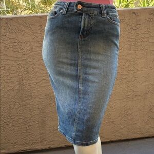 refuge Blue Denim Pencil Skirt